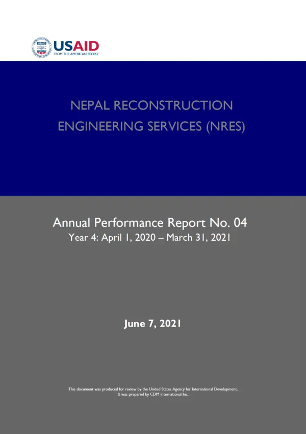 Annual Performance Report No. 04: Nepal Reconstruction Engineering Services Project