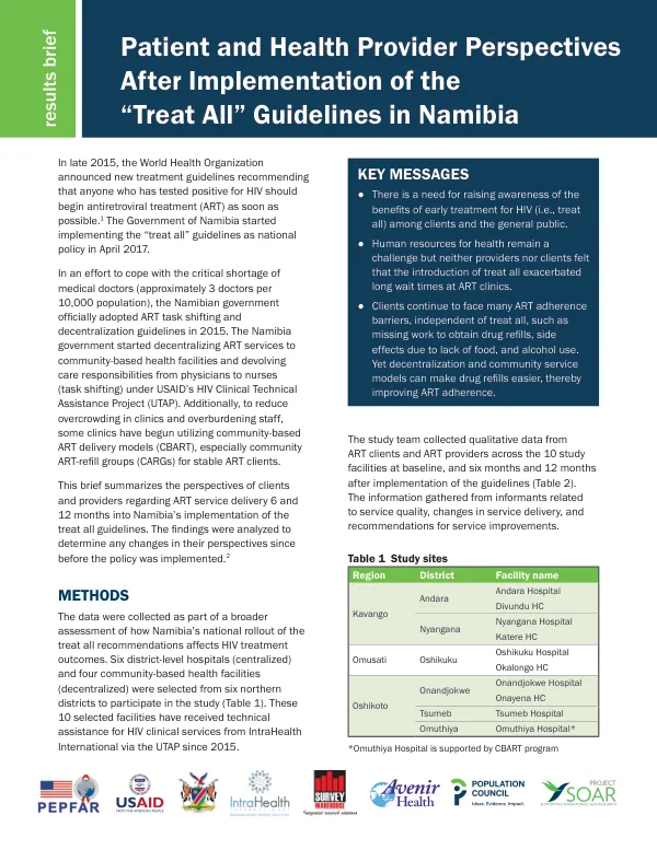 Patient and health provider perspectives after implementation of the “treat all” guidelines in Namibia