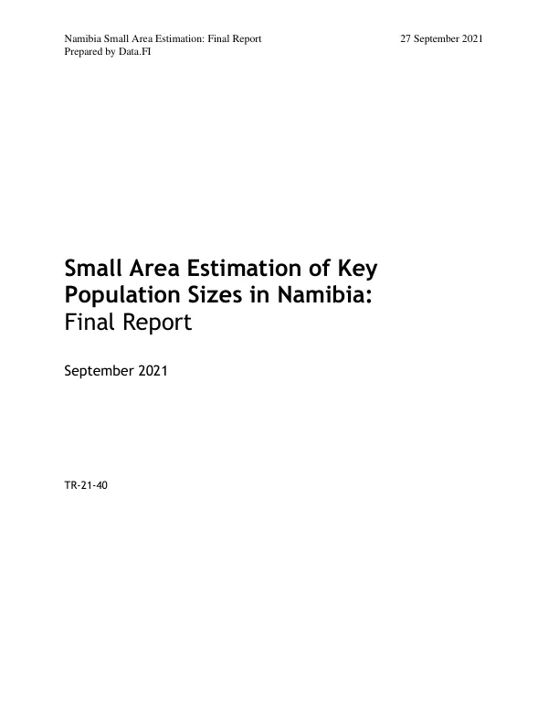 Namibia Small Area Estimation: Final Report