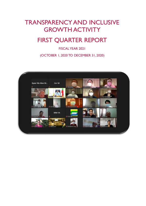 Transparency and Inclusive Growth Activity FY2021 Q1 Quarterly Report