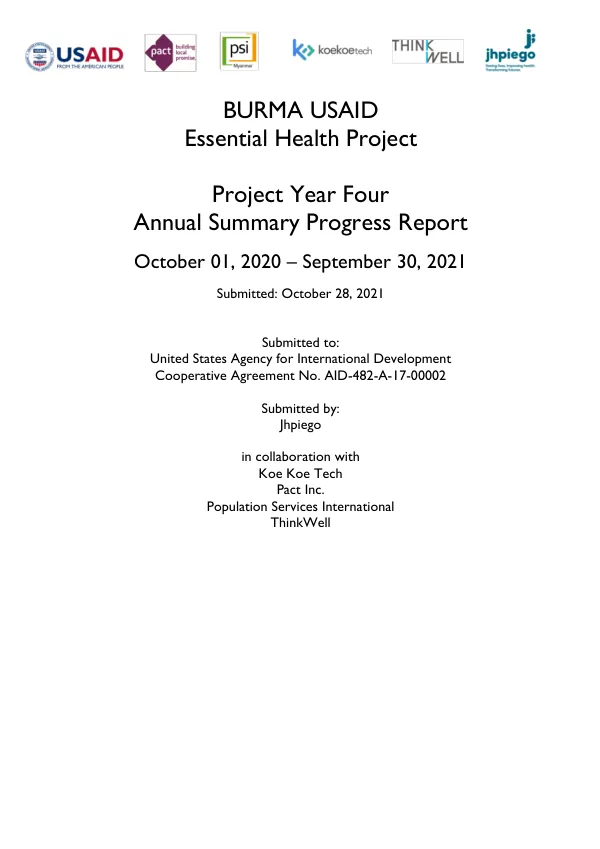 Essential Health Project Annual Report: Project Year Four