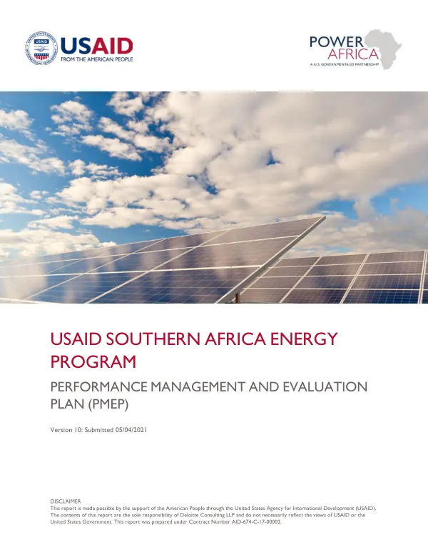 USAID SAEP PERFORMANCE MANAGEMENT AND EVALUATION PLAN