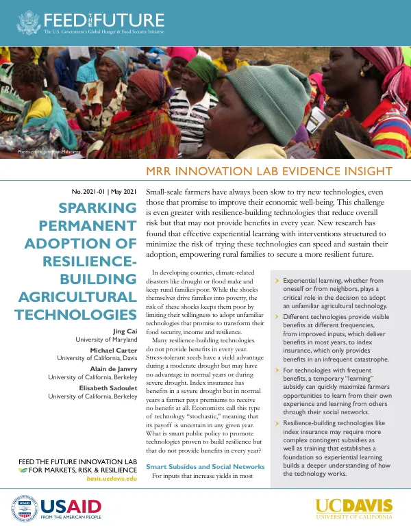 Promoting the Adoption of Stochastic Agricultural Technologies