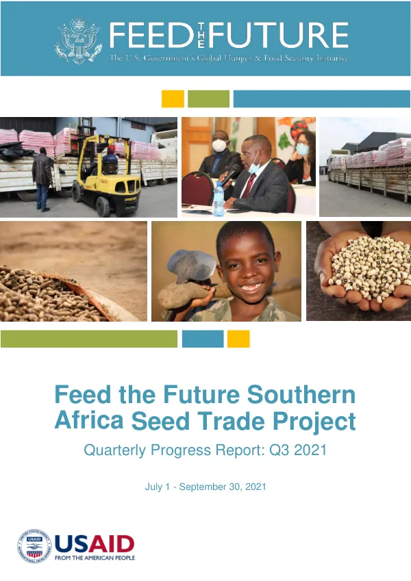 Feed the Future Southern Africa Seed Trade Project Quarterly Progress Report: Q3 2021