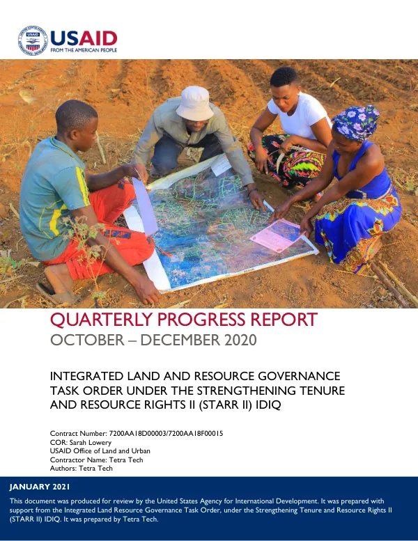 Integrated Land and Resource Governance Task Order Quarterly Progress Report for October-December 2020