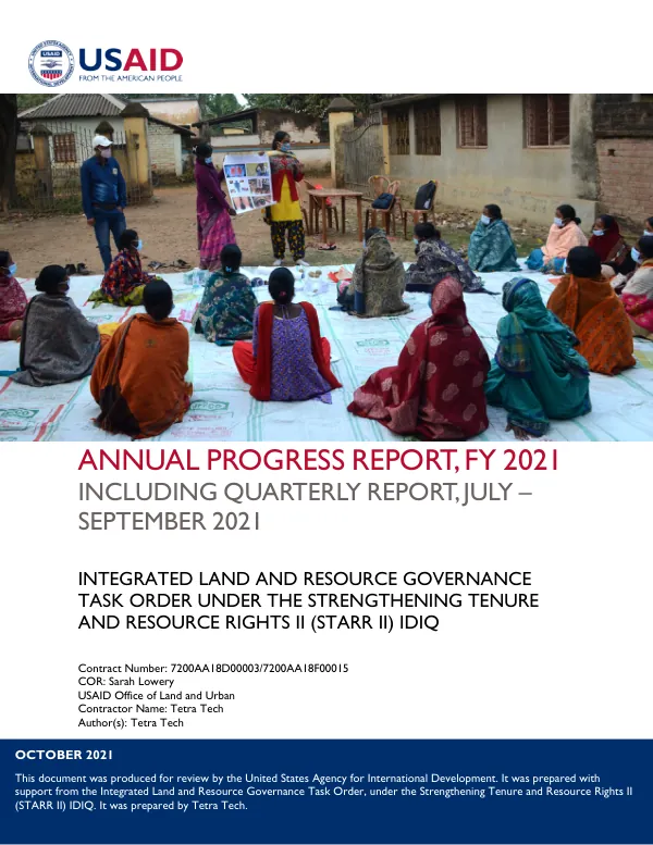 ILRG Annual Progress Report, FY 2021: Including Quarterly Report, July - September 2021
