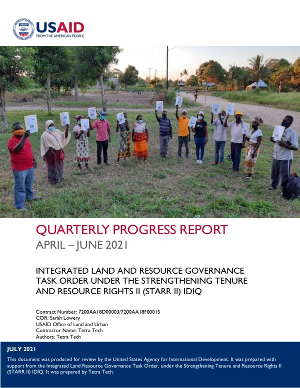 Quarterly Progress Report, April – June 2021