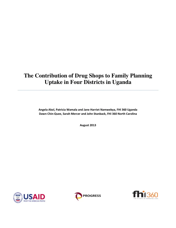 The Contribution of Drug Shops to Family Planning Uptake in Four Districts in Uganda