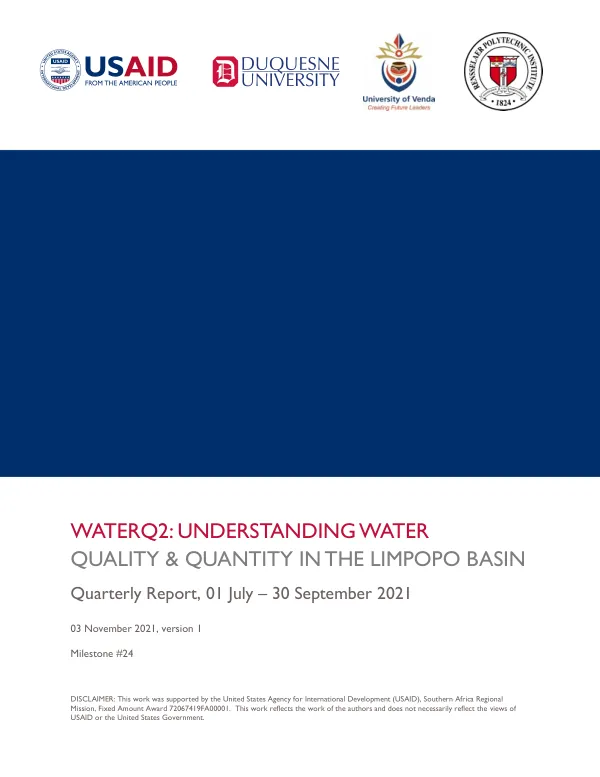 WaterQ2: Understanding Water Quality and Quantity in the Limpopo Basin