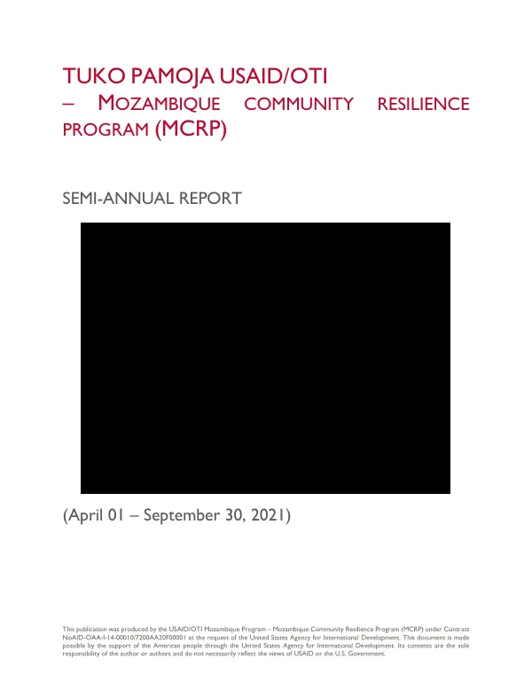 Semi-Annual Report: Mozambique Community Resilience Program (MCRP)