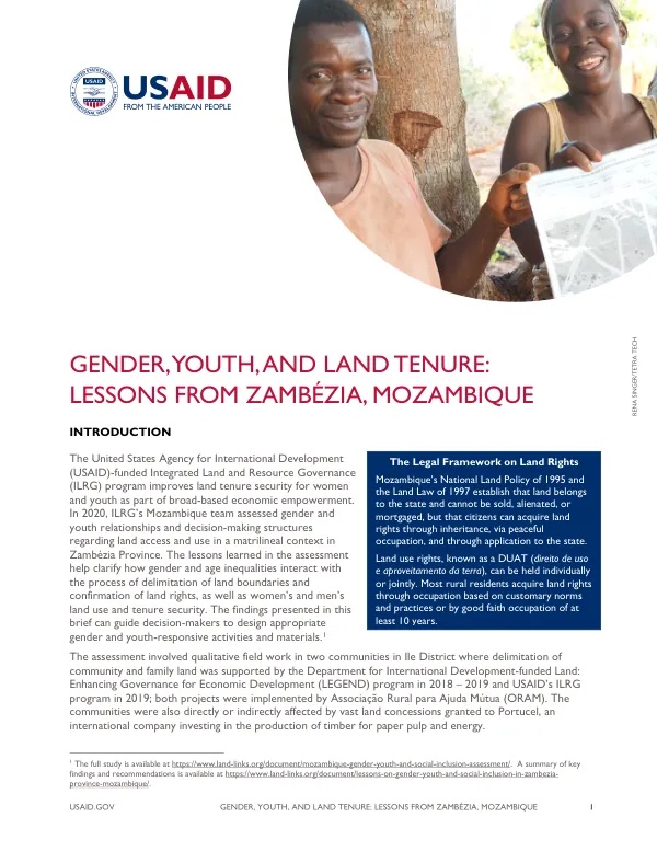 Gender, Youth, and Land Tenure: Lessons from Zambézia, Mozambique