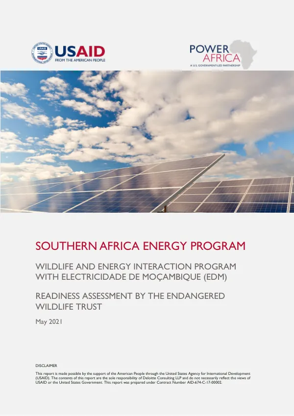 Southern Africa Energy Program: Wildlife and Energy Interaction Program with Electricidade de Moçambique (EDM) Readiness Assessment by the Endangered Wildlife Trust