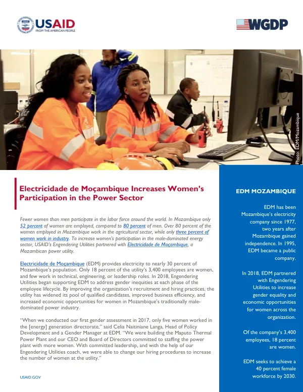 Electricidade de Moçambique Increases Women’s Participation in the Power Sector