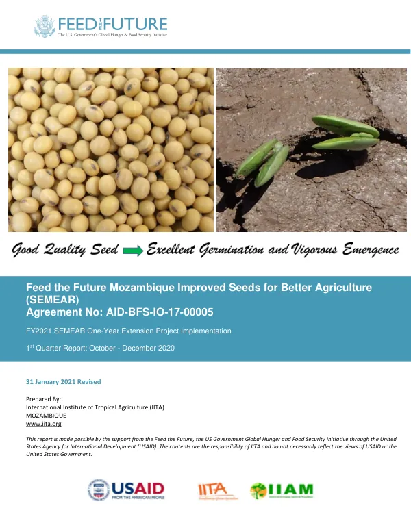 FY2021 SEMEAR One-Year Extension Project Implementation 1st Quarter Report: October 2020 – December 2020