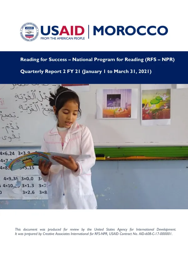 USAID RFS-NPR Quarterly Report 2 FY 21 (January 1 to March 31, 2021)