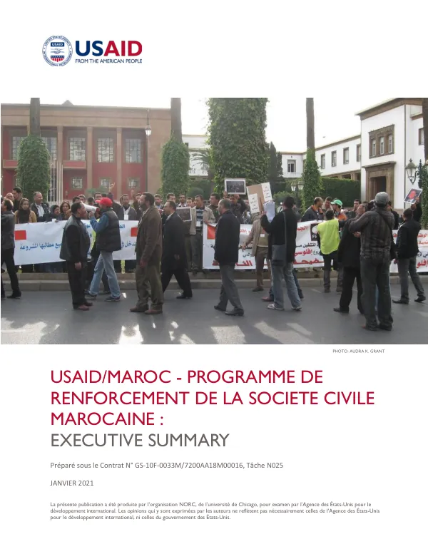 USAID/MAROC : PROGRAMME DE RENFORCEMENT DE LA SOCIETE CIVILE MAROCAINE : RAPPORT D’EVALUATION FINALE