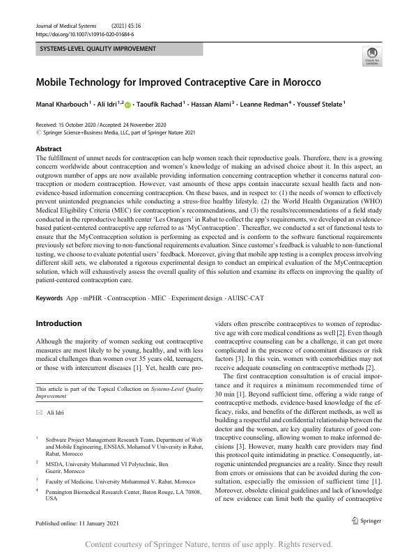 Mobile Technology for Improved Contraceptive Care in Morocco