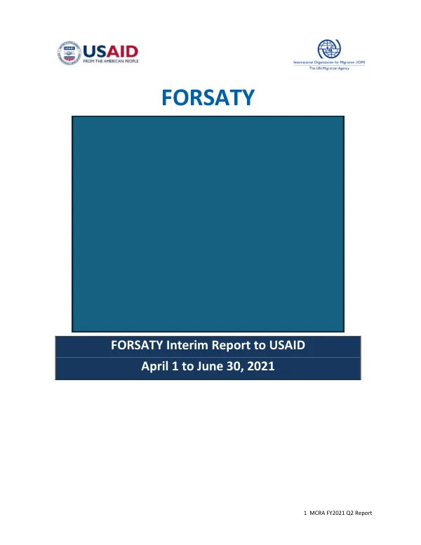 MCRA FY2021 Q2 Report: FORSATY Interim Report to USAID