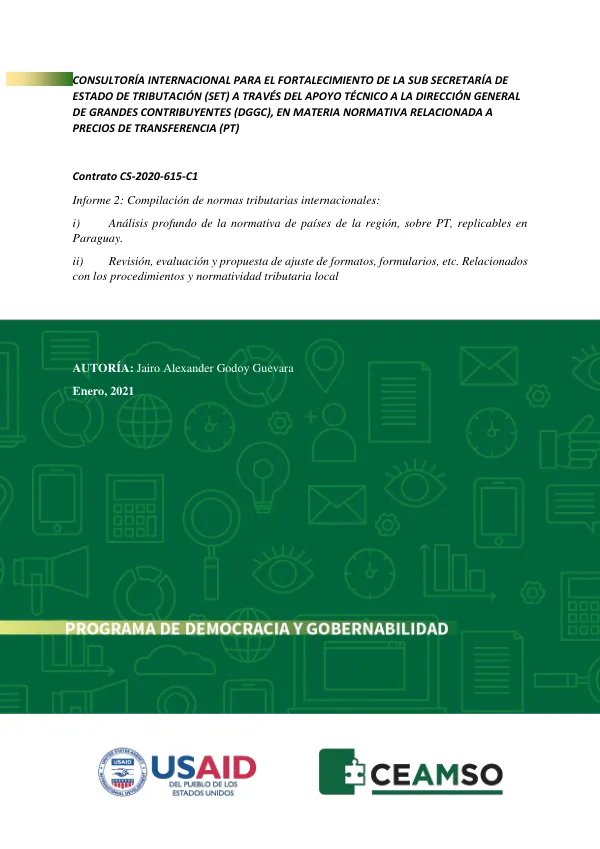 Consultoría Internacional para el Fortalecimiento de la Sub Secretaría de Estado de Tributación (SET) a través del Apoyo Técnico a la Dirección General de Grandes Contribuyentes (DGGC), en Materia Normativa Relacionada a Precios de Transferencia