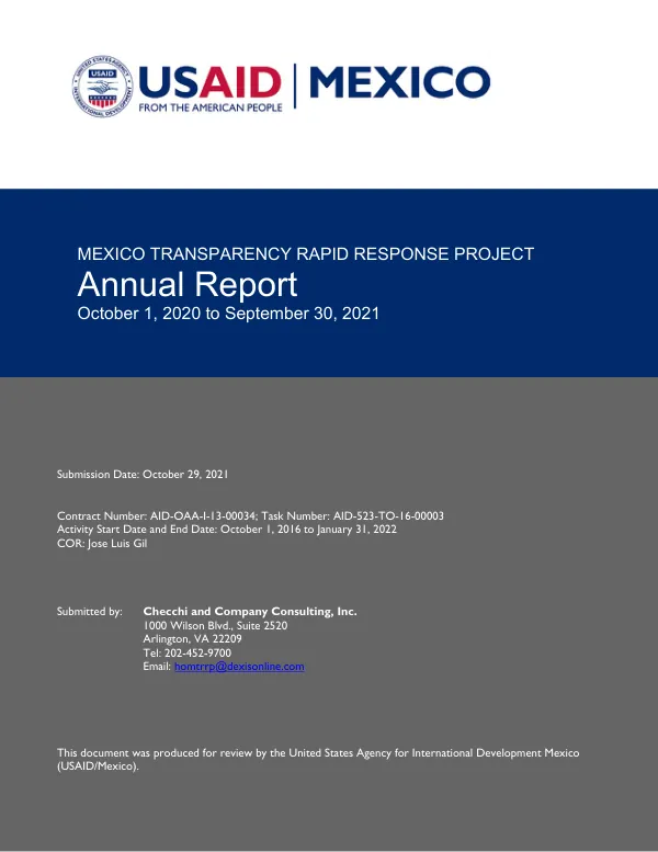 Mexico Transparency Rapid Response Project Annual Report