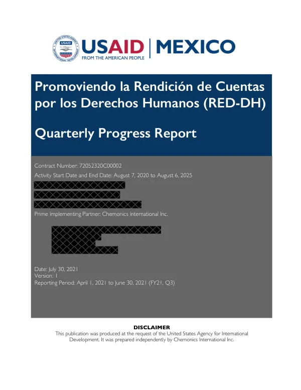 Quarterly Progress Report: Promoviendo la Rendición de Cuentas por los Derechos Humanos (RED-DH)