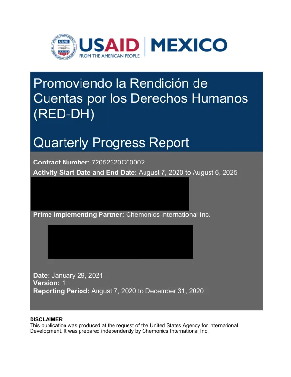 Quarterly Progress Report: Promoviendo la Rendición de Cuentas por los Derechos Humanos (RED-DH)