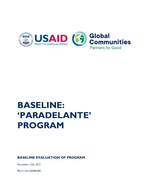Baseline Evaluation of PARADELANTE Program