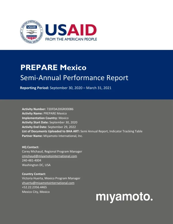 Semi-Annual Performance Report: PREPARE Mexico
