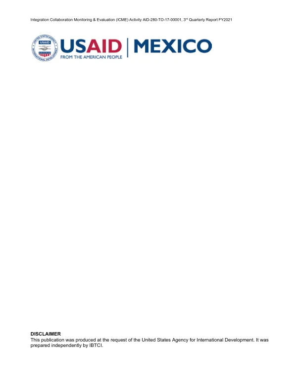 Integration Collaboration Monitoring & Evaluation (ICME) Activity AID-280-TO-17-00001, 3rd Quarterly Report FY2021