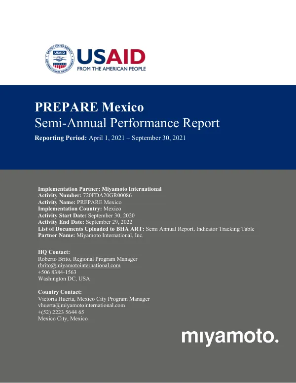 Semi-Annual Performance Report: PREPARE Mexico