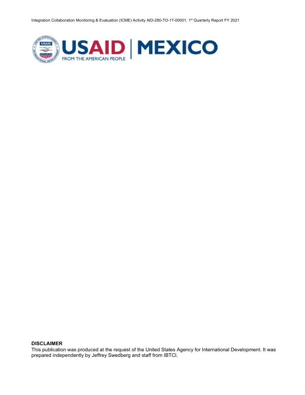 Integration Collaboration Monitoring & Evaluation (ICME) Activity AID-280-TO-17-00001, 1st Quarterly Report FY 2021