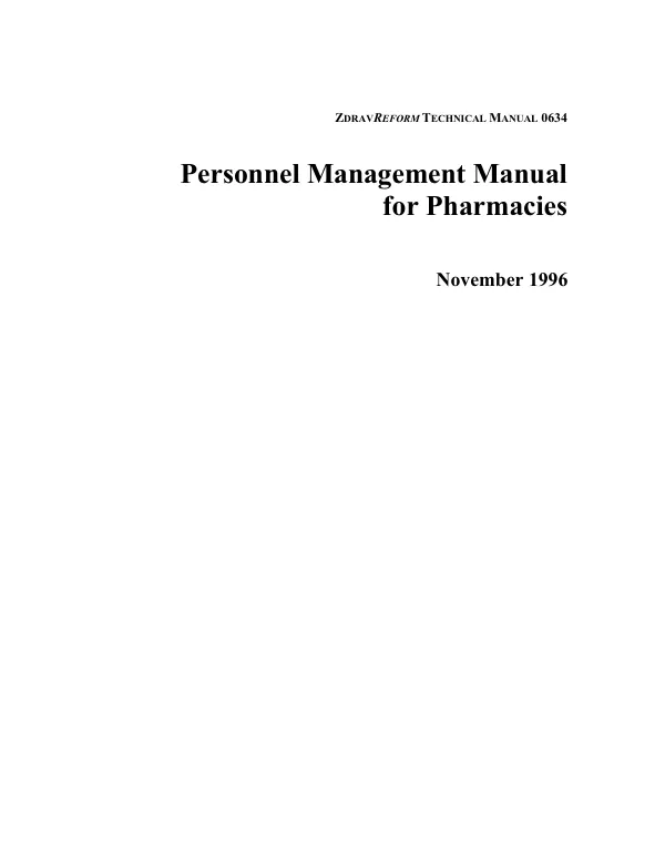 Personnel Management Manual for Pharmacies
