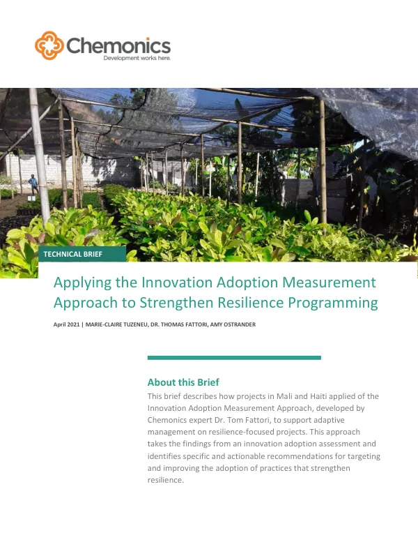 Applying the Innovation Adoption Measurement Approach to Strengthen Resilience Programming
