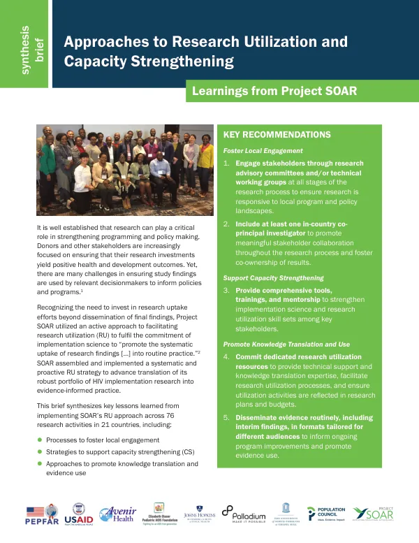 Approaches to Research Utilization and Capacity Strengthening