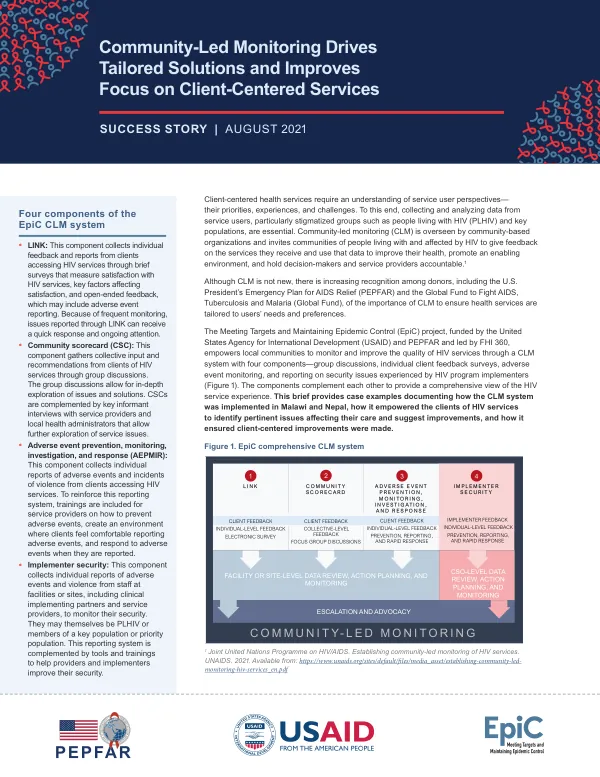 Community-Led Monitoring Drives Tailored Solutions and Improves Focus on Client-Centered Services