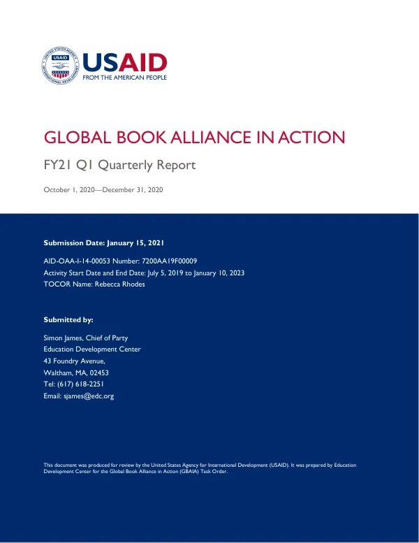 Global Book Alliance in Action: FY21 Q1 Quarterly Report