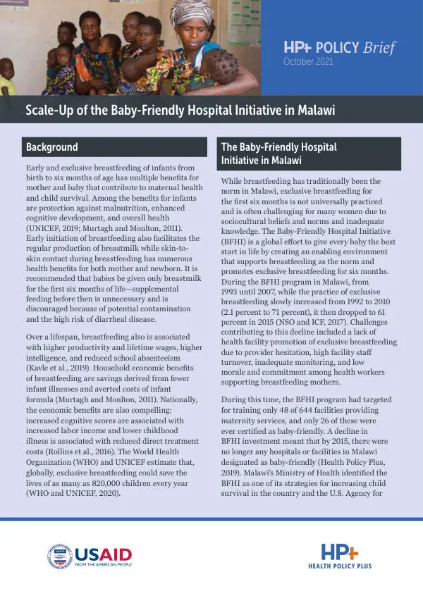 Scale-Up of the Baby-Friendly Hospital Initiative in Malawi