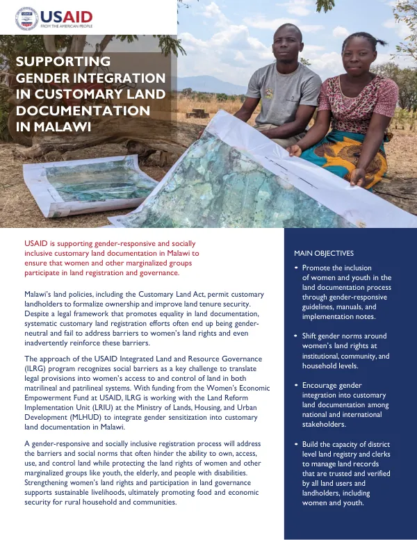 Supporting Gender Integration in Customary Land Documentation in Malawi