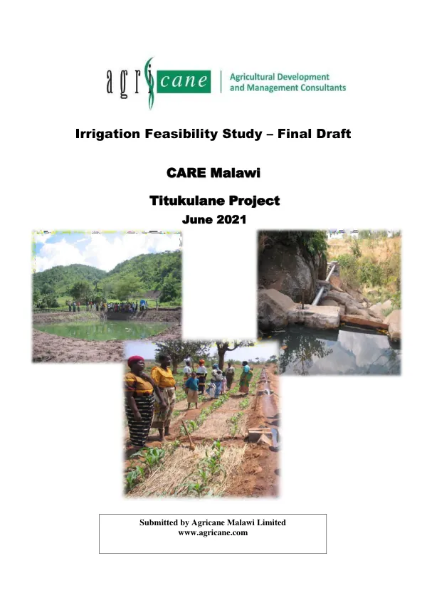 Irrigation Feasibility Study – Final Draft