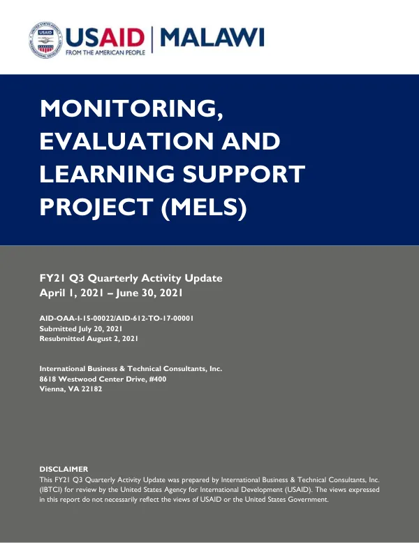 Malawi MELS Activity Update