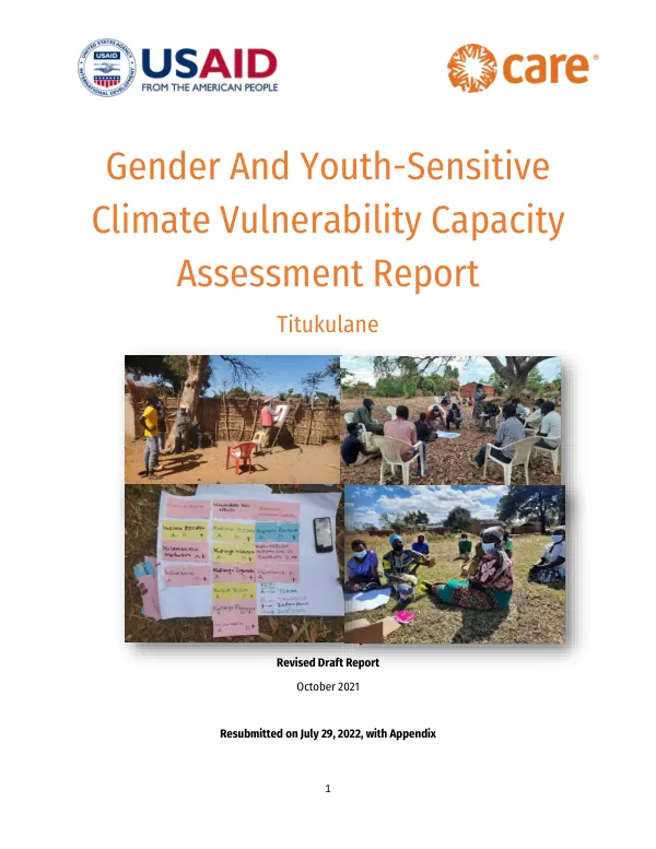 Gender And Youth-Sensitive Climate Vulnerability Capacity Assessment Report