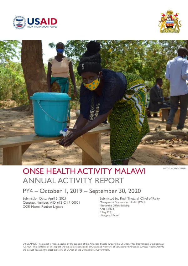 Annual Activity Report: ONSE Health Activity Malawi PY4