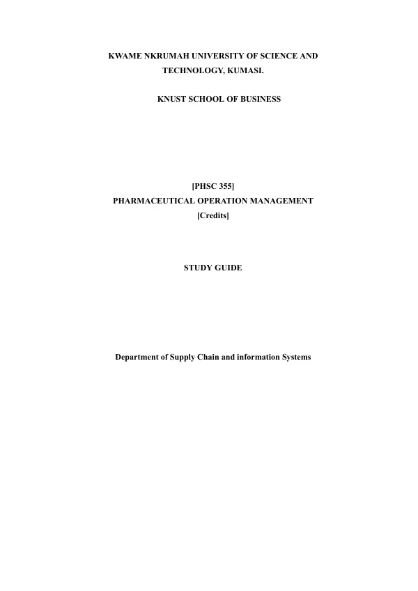 PHSC 355 Pharmaceutical OPERATION MANAGEMENT 2
