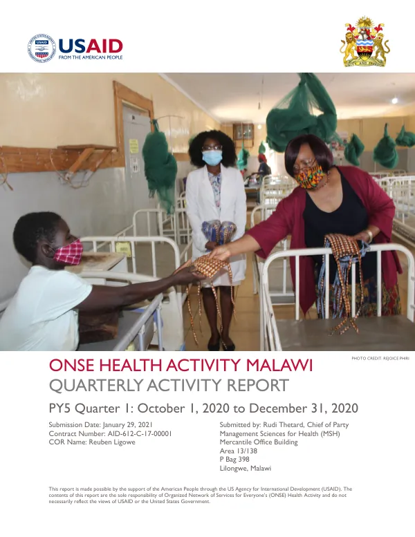 Quarterly Activity Report PY5Q1: January 29, 2021
