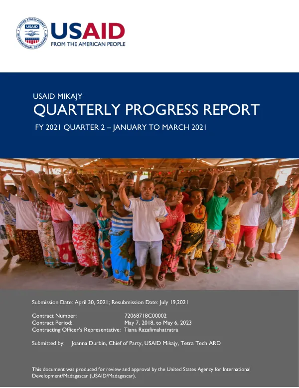 Quarterly Progress Report FY 2021 Quarter 2 – January to March 2021