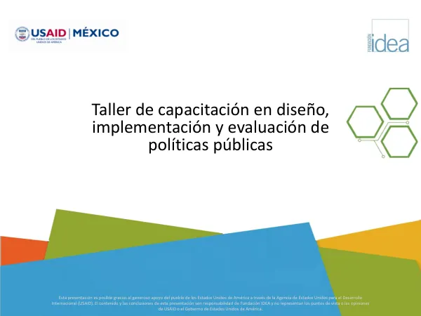 Taller de capacitación en diseño, implementación y evaluación de políticas públicas