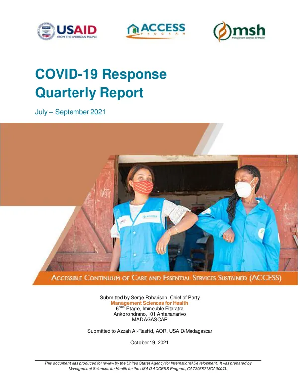 FY21 COVID-19 QUARTERLY REPORT JULY-SEPT 2021 | ACCESS PROGRAM