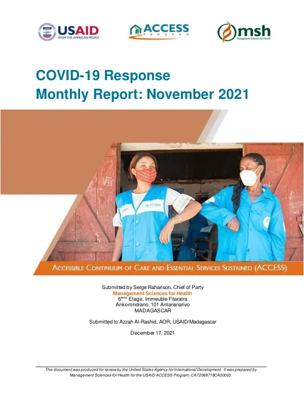 COVID-19 Response Monthly Report: November 2021