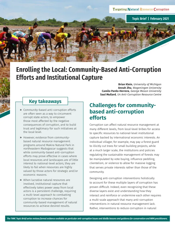 Enrolling the Local: Community-Based Anti-Corruption Efforts and Institutional Capture