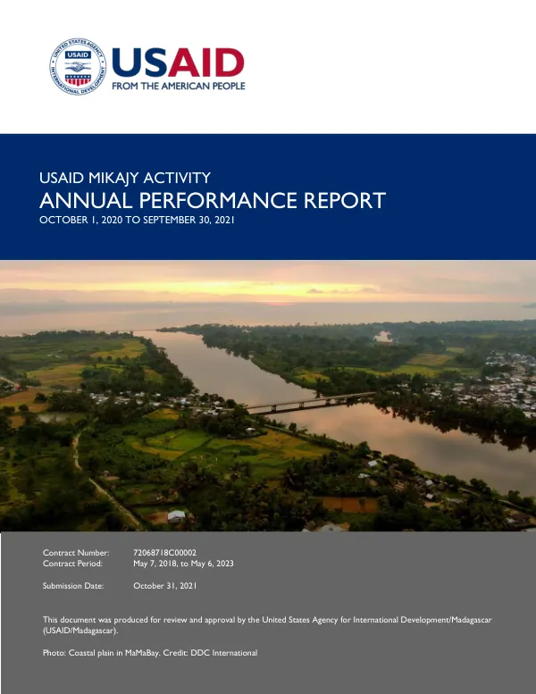 Annual Performance Report: USAID Mikajy Activity FY'21